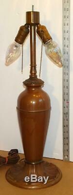 VTG Miller Table Lamp Base Antique Lamp Copper Finish For Slag Glass Lamp Shade