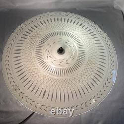 VTG Round Dome White Glass Ceiling Light Fixture MCM Atomic Motif 19 x 2.75