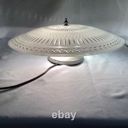 VTG Round Dome White Glass Ceiling Light Fixture MCM Atomic Motif 19 x 2.75