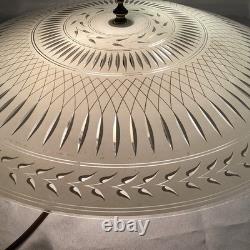 VTG Round Dome White Glass Ceiling Light Fixture MCM Atomic Motif 19 x 2.75