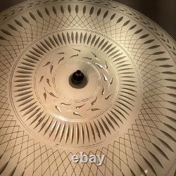 VTG Round Dome White Glass Ceiling Light Fixture MCM Atomic Motif 19 x 2.75
