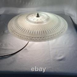 VTG Round Dome White Glass Ceiling Light Fixture MCM Atomic Motif 19 x 2.75