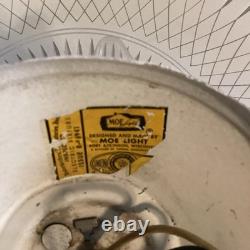 VTG Round Dome White Glass Ceiling Light Fixture MCM Atomic Motif 19 x 2.75