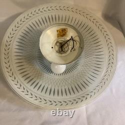 VTG Round Dome White Glass Ceiling Light Fixture MCM Atomic Motif 19 x 2.75