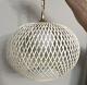 Vtg Spun Woven Fiberglass Ufo Ceiling Light Lamp Shade Retro 60's 70's White