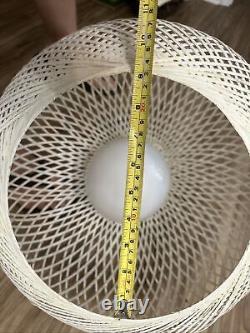 VTG SPUN WOVEN FIBerGLASS UFO CEILING LIGHT LAMP SHADE RETRO 60'S 70'S WHITE