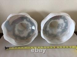 VTG Set Of 2- 10 Oil Lamp Shades- Red Barn Design- By Davis-Lynch Glass USA