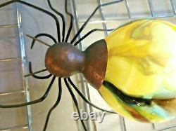 VTG Spider Arachnid Lamp Sconce Light with STRATA Italian Marble, Blown Shade