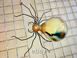 VTG Spider Arachnid Lamp Sconce Light with STRATA Italian Marble, Blown Shade