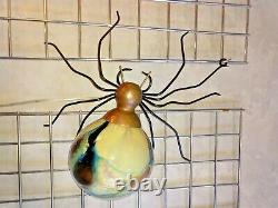 VTG Spider Arachnid Lamp Sconce Light with STRATA Italian Marble, Blown Shade