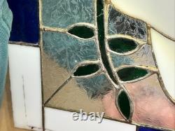 VTG Stained Glass Tiffany Style Large White & Cobalt Hand Leaded Dove 12x15