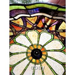 VTG Stained Glass Tiffany Style Shade Only Chandelier Lamp Light Art Deco 22