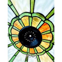 VTG Stained Glass Tiffany Style Shade Only Chandelier Lamp Light Art Deco 22