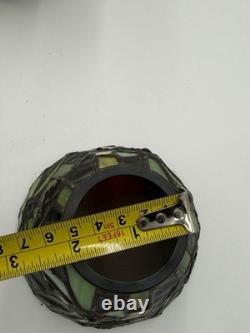 VTG Stained glass Tiffany Style Ceiling Fan Lamp Shade set of 3 butterfly, Flor