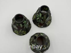 VTG Stained glass Tiffany Style Ceiling Fan Lamp Shade set of 3 butterfly, Flor