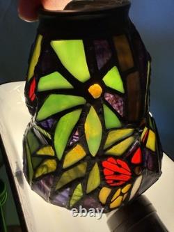 VTG Stained glass Tiffany Style Ceiling Fan Lamp Shade set of 3 butterfly, Flor