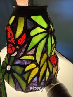 VTG Stained glass Tiffany Style Ceiling Fan Lamp Shade set of 3 butterfly, Flor