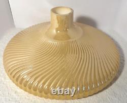 VTG TORCHIERE Glass LAMP SHADE Swirl Rib 16 1/2 Dia x 2 3/4 Fitter Art Deco