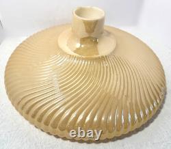 VTG TORCHIERE Glass LAMP SHADE Swirl Rib 16 1/2 Dia x 2 3/4 Fitter Art Deco