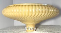 VTG TORCHIERE Glass LAMP SHADE Swirl Rib 16 1/2 Dia x 2 3/4 Fitter Art Deco