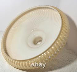 VTG TORCHIERE Glass LAMP SHADE Swirl Rib 16 1/2 Dia x 2 3/4 Fitter Art Deco