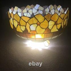 VTG Tiffany Style Colorful Stained Glass Shade for Hanging Light Chandelier 20