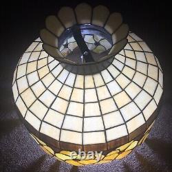 VTG Tiffany Style Colorful Stained Glass Shade for Hanging Light Chandelier 20