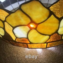 VTG Tiffany Style Colorful Stained Glass Shade for Hanging Light Chandelier 20