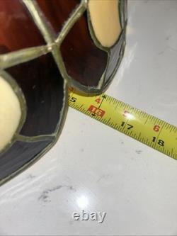 VTG Tiffany Style Orange Red Yellow Leaded Glass Hanging 16 Lampshade 70's