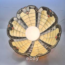 VTG Tiffany Style Orange Red Yellow Leaded Glass Hanging 16 Lampshade 70's