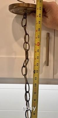 VTG Tiffany Style Orange Red Yellow Leaded Glass Hanging 16 Lampshade 70's