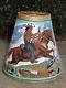 Vtg Unique Ooak Painted Animal Hide Lamp Shade-cowboy On Horse-signed Roy Boy