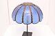 Vtg Victorian Curved Slag Stained Glass Blue Crackle 12 Paneled Lamp Shade Atq