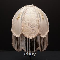 VTG Victorian French Style Lamp Shade Art Nouveau Beaded Fringe embroidered 8