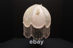 VTG Victorian French Style Lamp Shade Art Nouveau Beaded Fringe embroidered 8