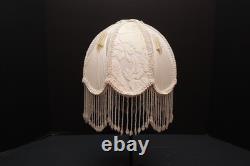 VTG Victorian French Style Lamp Shade Art Nouveau Beaded Fringe embroidered 8