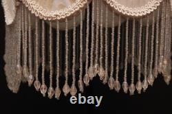 VTG Victorian French Style Lamp Shade Art Nouveau Beaded Fringe embroidered 8