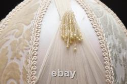 VTG Victorian French Style Lamp Shade Art Nouveau Beaded Fringe embroidered 8