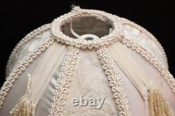 VTG Victorian French Style Lamp Shade Art Nouveau Beaded Fringe embroidered 8