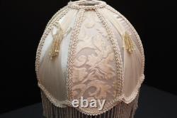 VTG Victorian French Style Lamp Shade Art Nouveau Beaded Fringe embroidered 8
