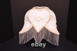 VTG Victorian French Style Lamp Shade Art Nouveau W Fringe embroidered W Heart