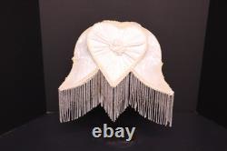 VTG Victorian French Style Lamp Shade Art Nouveau W Fringe embroidered W Heart