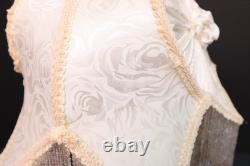 VTG Victorian French Style Lamp Shade Art Nouveau W Fringe embroidered W Heart