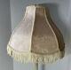 Vtg Victorian Fringe Floral Lamp Shade Cream Scalloped Embroidered Set Of 2