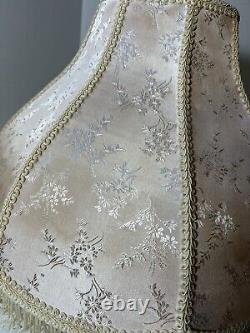 VTG Victorian Fringe Floral Lamp Shade Cream Scalloped Embroidered SET OF 2