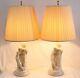 Van Briggle Pottery Rebecca At The Well White Table Lamps Pair Vintage Shades