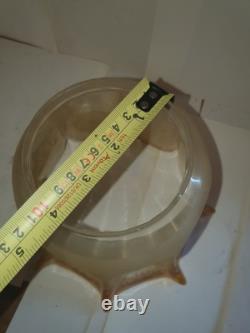 Victorian Antique Oil Lamp shade Crimped & Etched Citrine Yellow Oil lamp shade