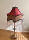 Victorian Dale Tiffany Lampshades Ruby Red & Gold Colored Fabric Bead Fringe