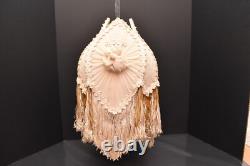 Victorian French Style Lamp Shade Art Nouveau W Fringe embroidered Vintage