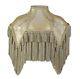 Victorian Fringed Lamp Shade Beige And Champagne Wild Rose Design Vintage Style